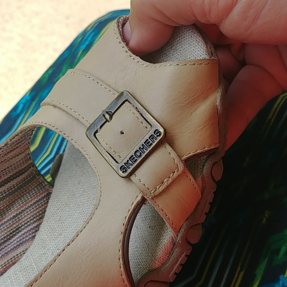 SKECHERS Bikers Open-toe Leather Flats, Sz 7.5 - Picture 6 of 6